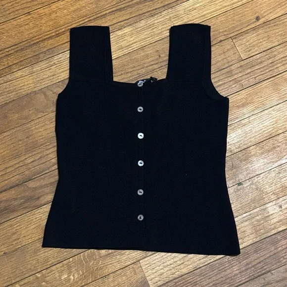 Vintage 90s Black button up tank - Picture 1 of 4